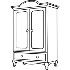 Armoire, right side view line art vector illustration