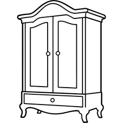 Armoire, right side view line art vector illustration