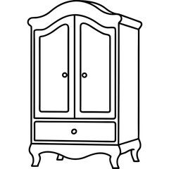 Armoire, right side view line art vector illustration