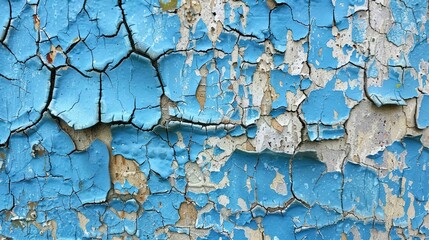 Obraz premium A close-up of cracked blue paint on an old, weathered wall, showcasing the texture and history behind it. 