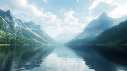 Fototapeta premium Lake Landscape Escape with Mountain Reflections