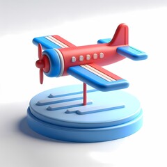 3D Render of Red Airplane Model isolated on a white background