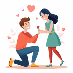 Boyfriend propose to her sweet girlfriend art vector illustration