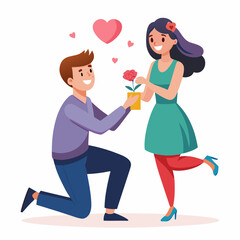 Boyfriend propose to her sweet girlfriend art vector illustration