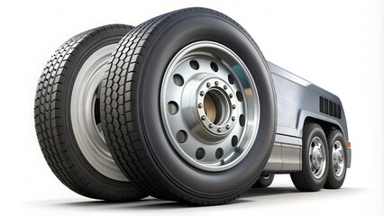 Fototapeta premium A stylized illustration of a truck wheel serves as a modern icon, symbolizing transportation, movement, and industry, set against a clean white background for versatility.