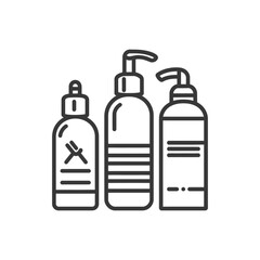 Obraz premium Three Outline Bottles of Liquid Soap and Lotion