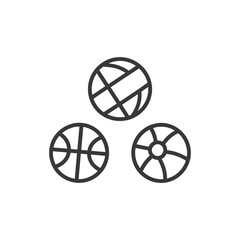 Three Outline Balls Volleyball Basketball and Beach Ball