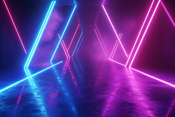 Neon Lights in a Glowing Tunnel.