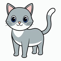 Minimalist image of a cute cat art vector illustration