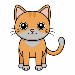 Minimalist image of a cute cat art vector illustration