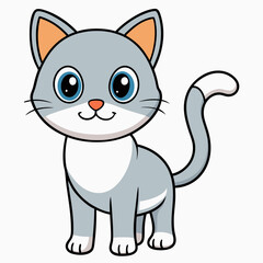 Minimalist image of a cute cat art vector illustration