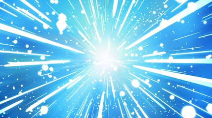 Blue comic background with white starbursts, evoking a sense of excitement