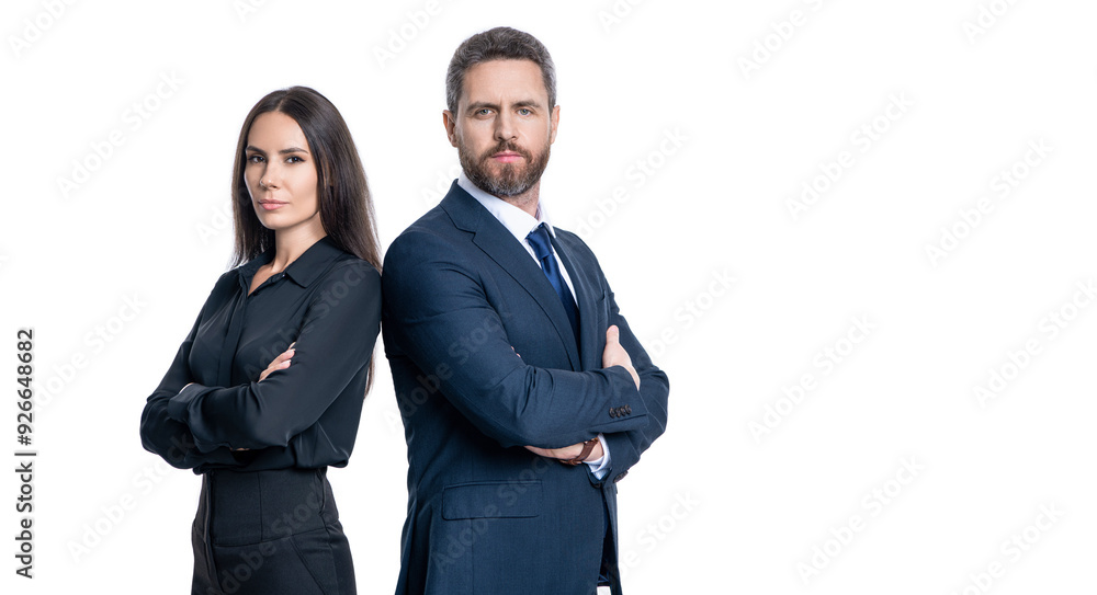 Wall mural successful businesspeople. business leader isolated on white. two colleagues in office. businesspeop