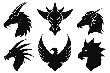 set of black and white horses