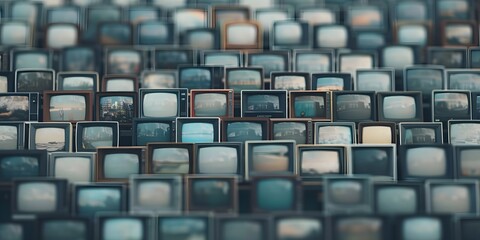 Obraz premium multiple Retro-vintage analog TV set with Noise and Static