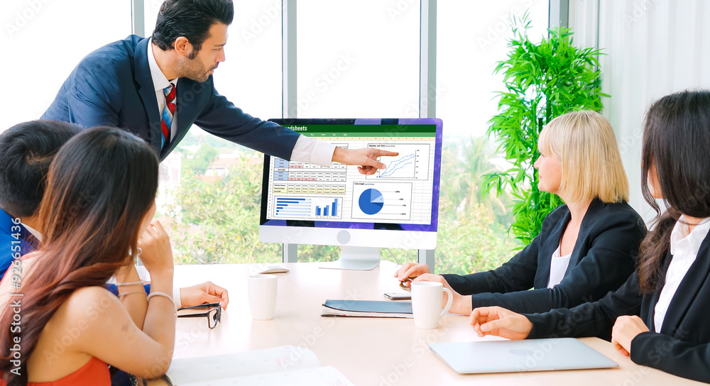 Poster spreadsheet document information financial startup concept. data and graphs in spreadsheet documents