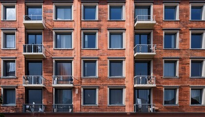 Fototapeta premium 3D Model of a Brick Building with Multiple Balconies