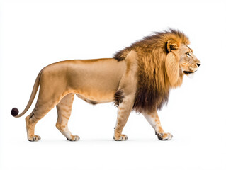 Obraz premium Side View Of A Full-body Lion Walking, Isolated On A White Background