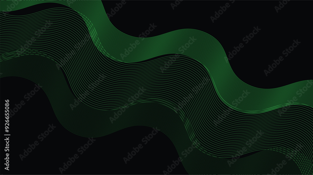 Wall mural Abstract green wave vector background for cards or wallpaper