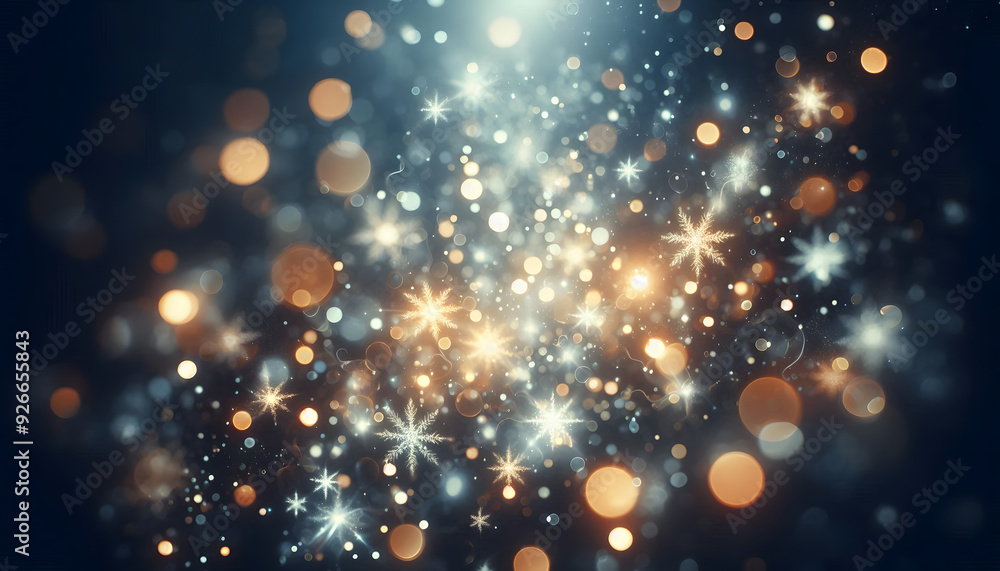 Poster celestial sparkle: a dazzling display of shimmering stars and bokeh lights against a dark backdrop, 