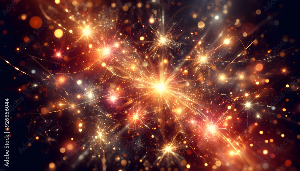 Poster cosmic fireworks: a breathtaking abstract image of celestial fireworks, bursting with vibrant colors