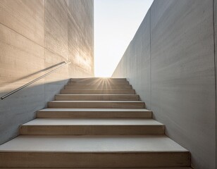 Minimalist Concrete Stairs Interior Design with Sunlight