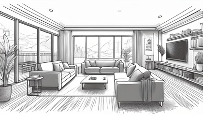 Modern Home Interior Design Sketch