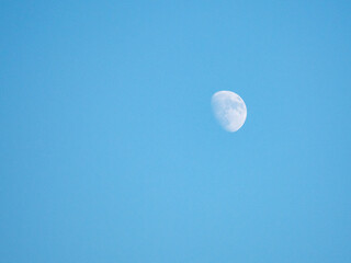 Waxing gibbous moon phase close up shot in the eveningWaxing gibbous moon phase close up shot in the evening