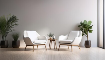 Two White Chairs in a Minimalist Room
