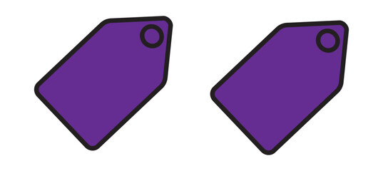 Shopping tag icon set. Shopping tag or sale tag vector icons isolated on white background. Black outline and solid fill flat style icons.