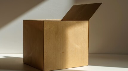 Open Cardboard Box with Shadow