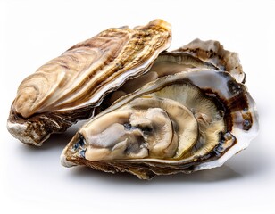 Fresh Oysters on White Background