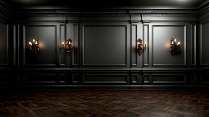 Empty elegant dark room at night with copy space