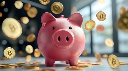 Piggy Bank with Bitcoin.