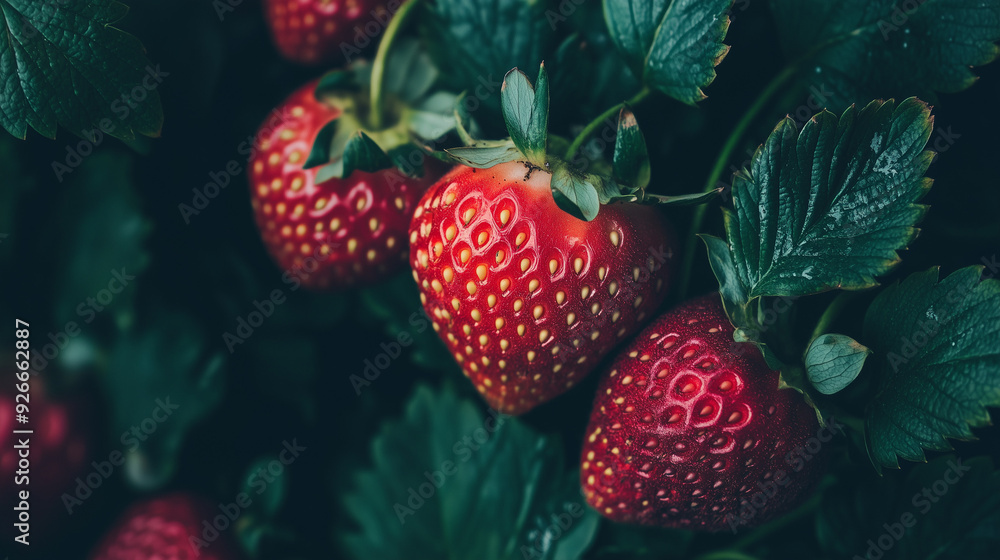 Poster strawberries in the rain