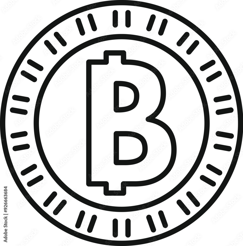 Poster cryptocurrency mining concept is represented by a bitcoin sign surrounded by lines