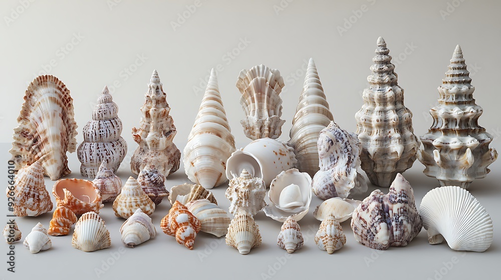 Poster collection of assorted seashells with varying shapes and sizes