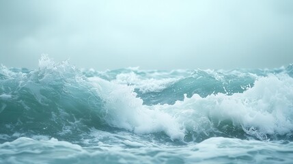 Obraz premium The powerful movement of a series of crashing ocean waves in sequence creates a dramatic display of dynamic energy under the captivating lighting.