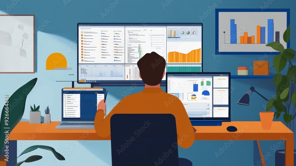 Poster efficiently managing projects in a digital workspace with productivity tools