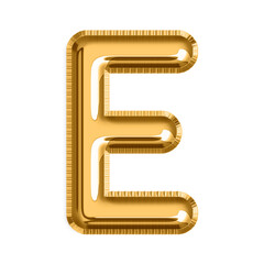 English Letter  E in gold foil balloon isolated on transparent background PNG, 3d golden alphabet