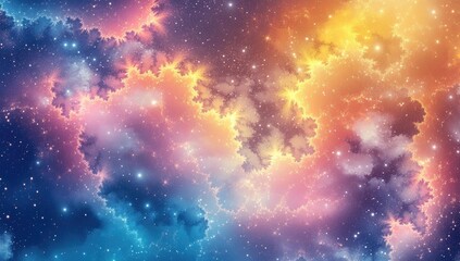 Naklejka premium A starry night sky with colorful nebulae.