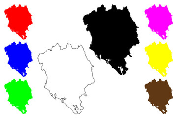 Chanthaburi Province (Kingdom of Thailand, Siam, Provinces of Thailand) map vector illustration, scribble sketch Chanthaburi map