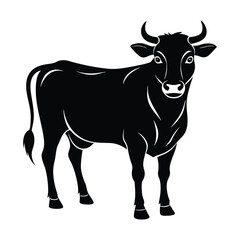 cow or bull silhouette vector illustration, black and white