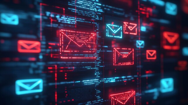 Cybersecurity Alert - User's Email Inbox with Phishing and Scam Emails, Emphasizing Vigilance for Online Security