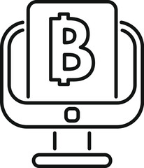 This icon represents the concept of mobile payment using cryptocurrency