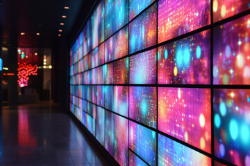 Wall of Screens with Abstract Patterns.