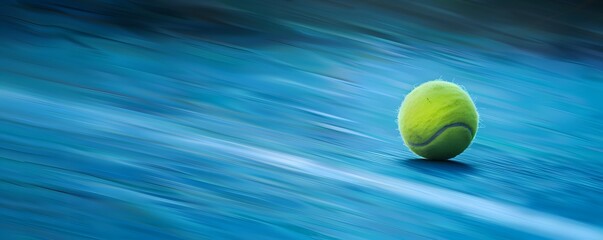 A Tennis Ball on a Blue Abstract Background