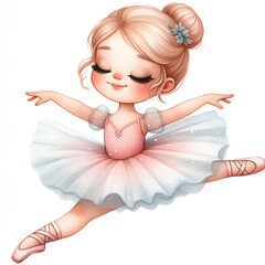 Beautiful ballerina watercolor isolated illustration.