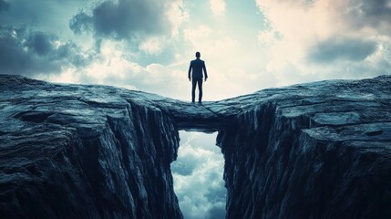 silhouette of a person on a mountain top