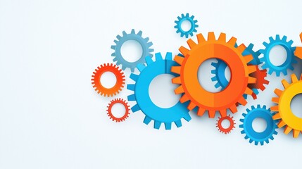 Methodology concept, interconnected gears, flat design illustration